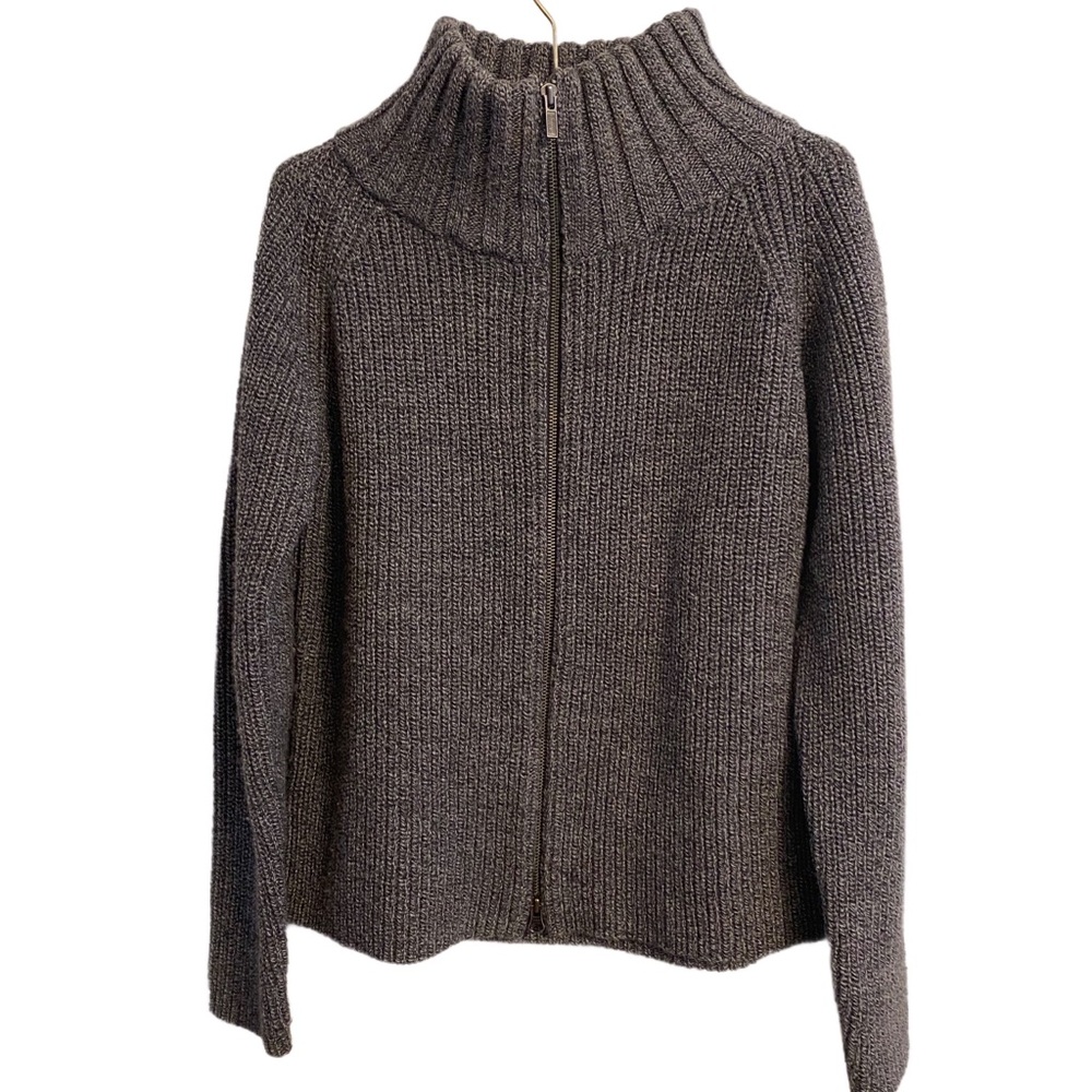 Banana Republic Charcoal Cowl Neck Zip Up Sweater Size M